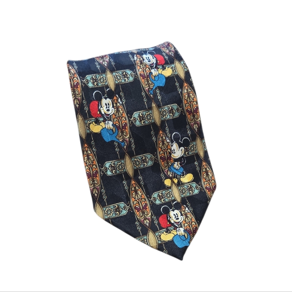 Vintage Atlas Design‎ Disney Mickey Mouse Patterned Tie Silk 4x59in